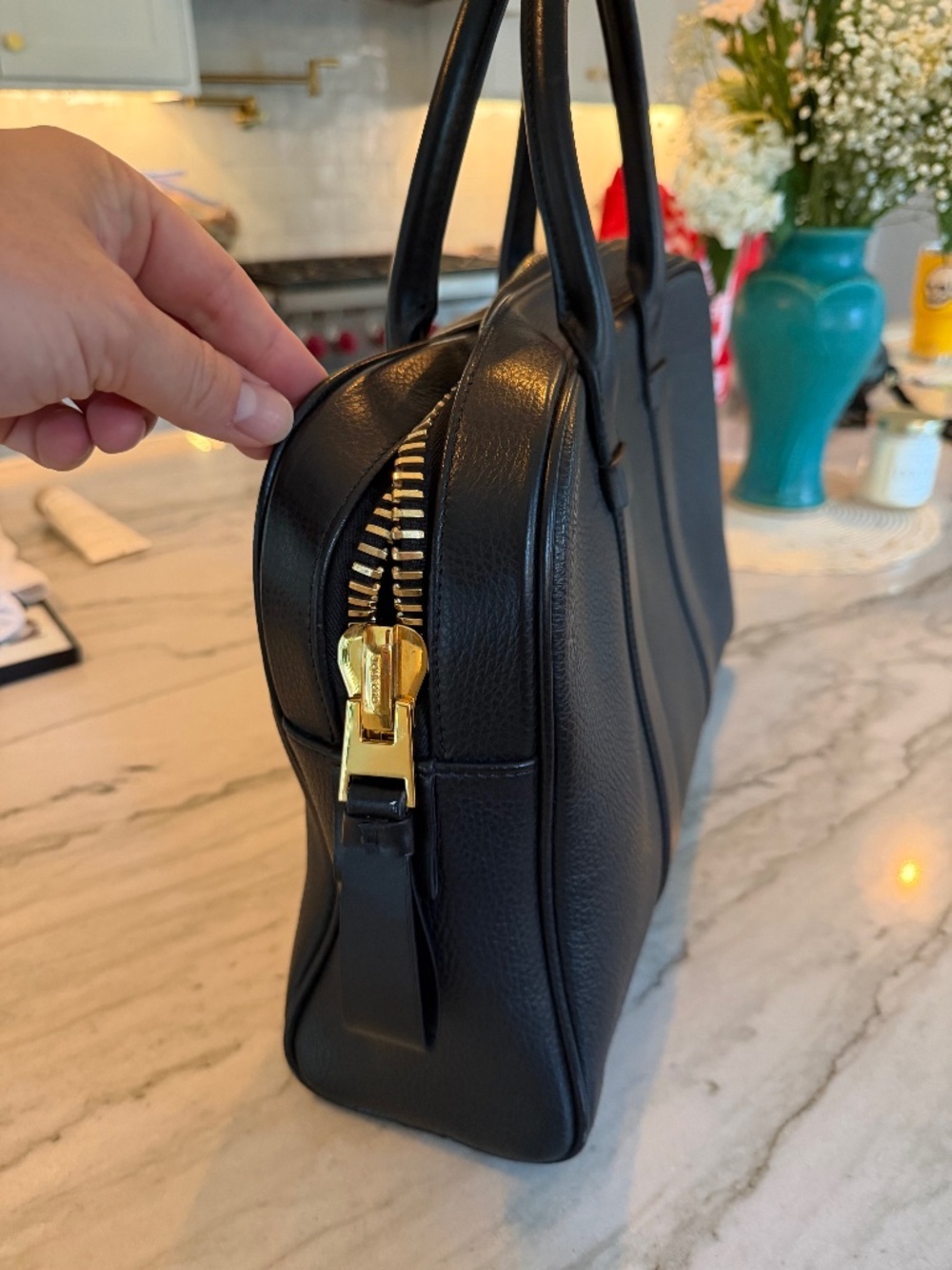Tom Ford Buckley Pebbled Leather Briefcase- Black